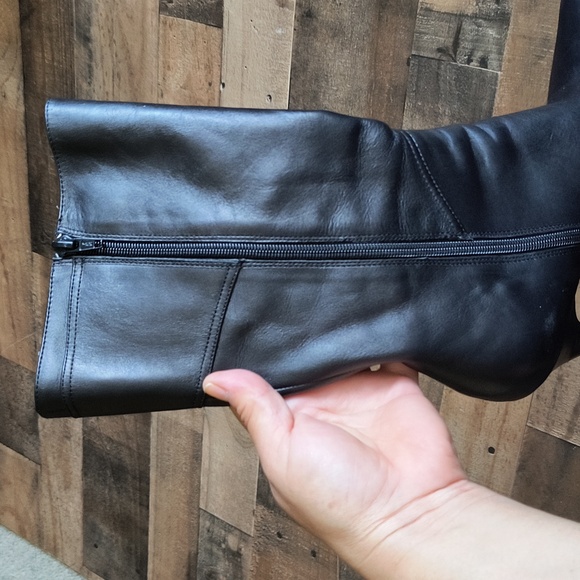 Charles David Black Leather Mid Calf Pointed Stilleo Heel Boots Sz 10 Women - Picture 14 of 17